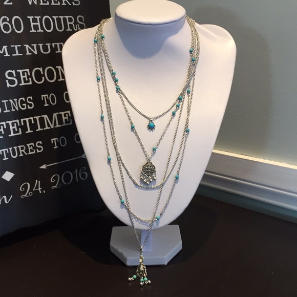 New Turquoise beaded Layered Necklace - Picture 2 of 6